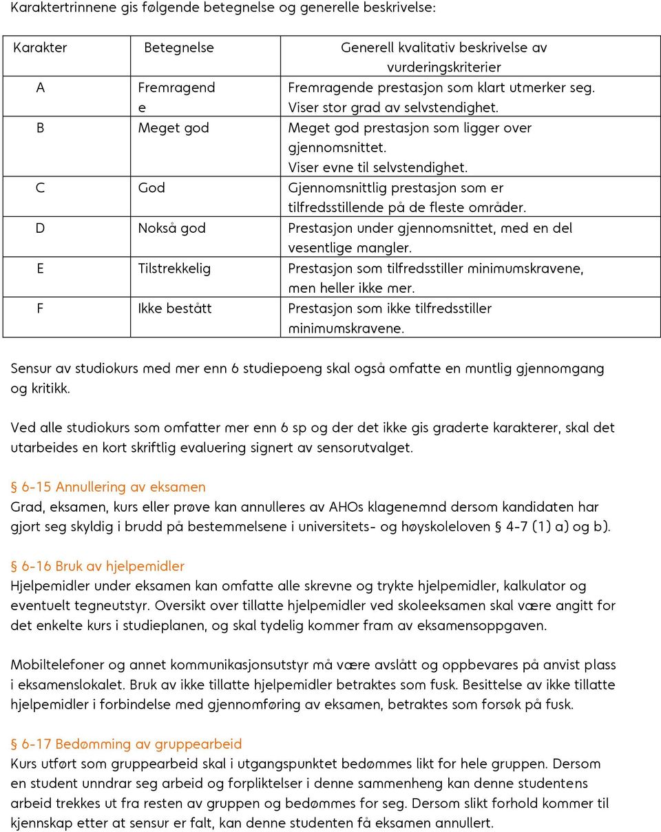 C God Gjennomsnittlig prestasjon som er tilfredsstillende på de fleste områder. D Nokså god Prestasjon under gjennomsnittet, med en del vesentlige mangler.