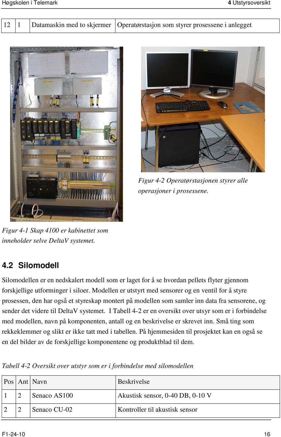 Modellen er utstyrt med sensorer og en ventil for å styre prosessen, den har også et styreskap montert på modellen som samler inn data fra sensorene, og sender det videre til DeltaV systemet.