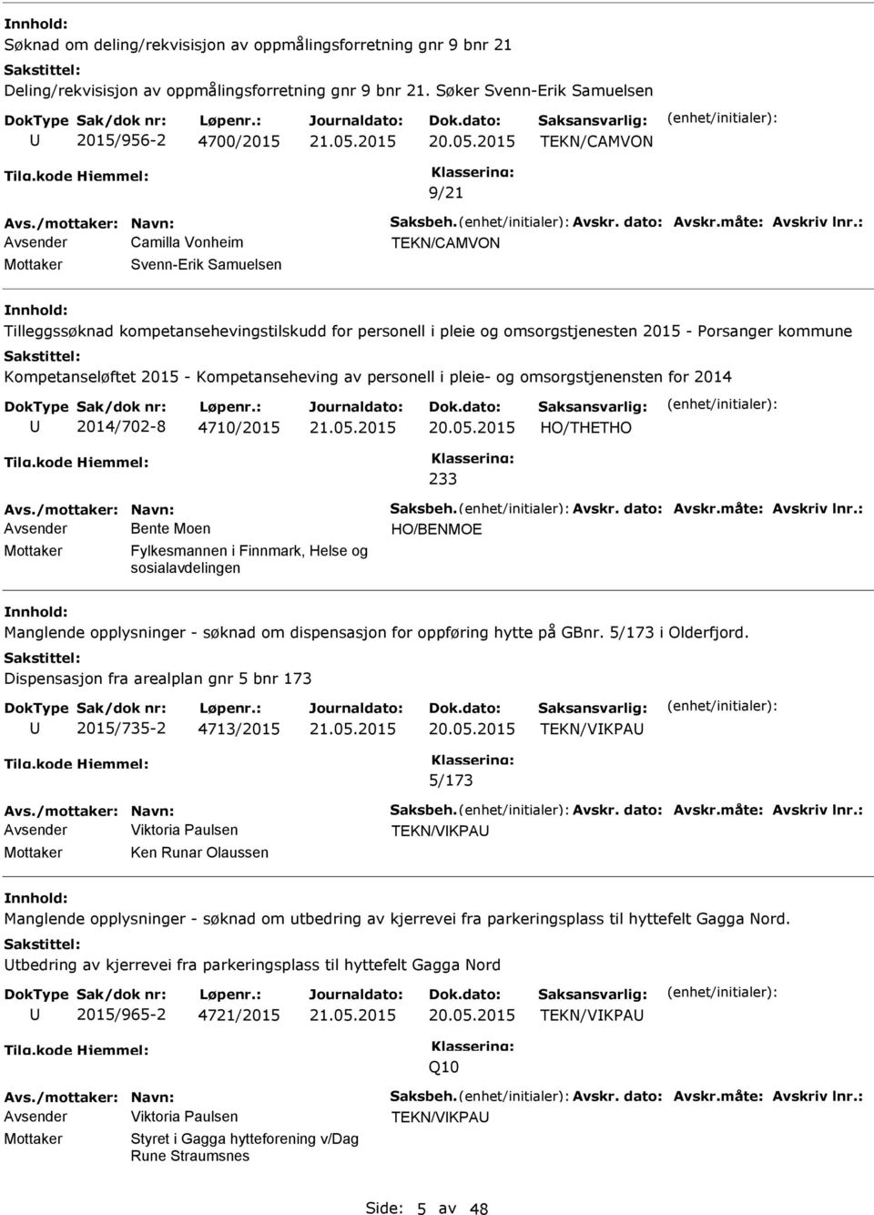 : Avsender Bente Moen HO/BENMOE Mottaker Fylkesmannen i Finnmark, Helse og sosialavdelingen Avs.