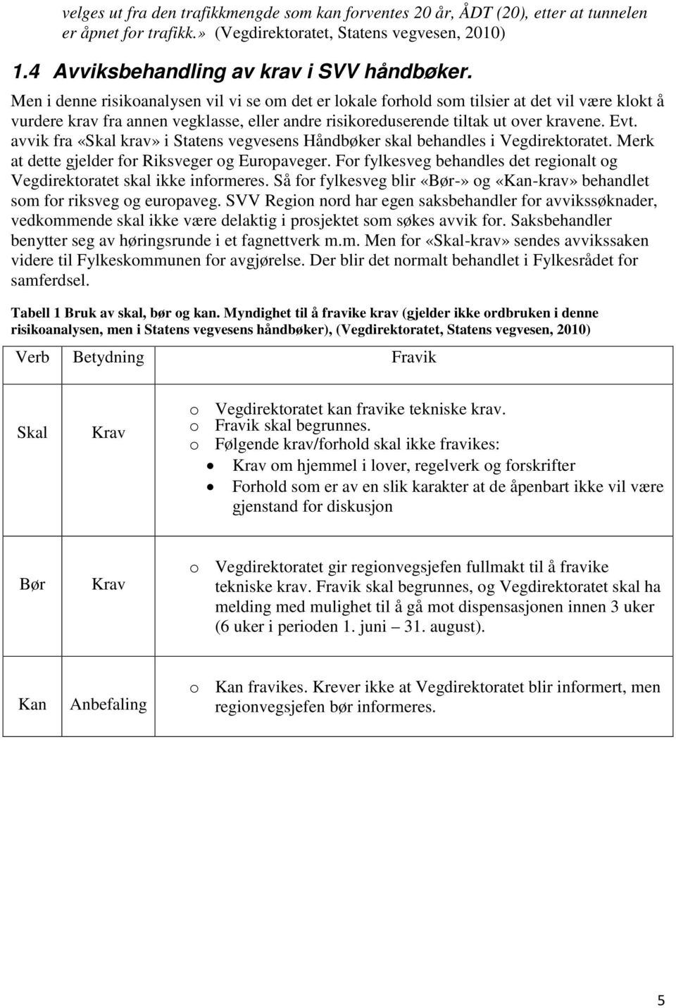 avvik fra «Skal krav» i Statens vegvesens Håndbøker skal behandles i Vegdirektoratet. Merk at dette gjelder for Riksveger og Europaveger.