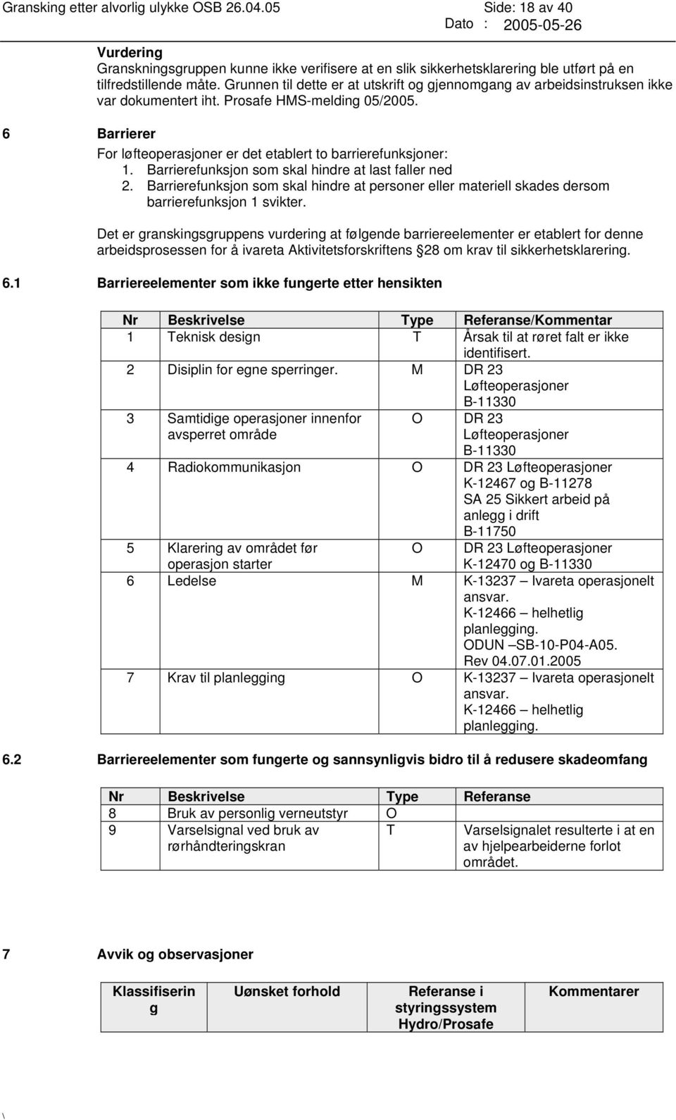 Barrierefunksjon som skal hindre at last faller ned 2. Barrierefunksjon som skal hindre at personer eller materiell skades dersom barrierefunksjon 1 svikter.