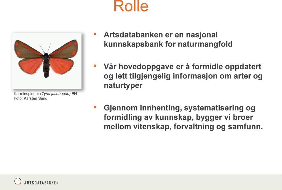 lett tilgjengelig informasjon om arter og naturtyper Gjennom innhenting,