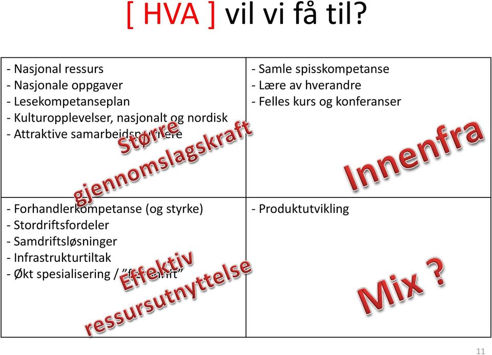 nordisk - Attraktive samarbeidspartnere - Samle spisskompetanse - Lære av hverandre - Felles