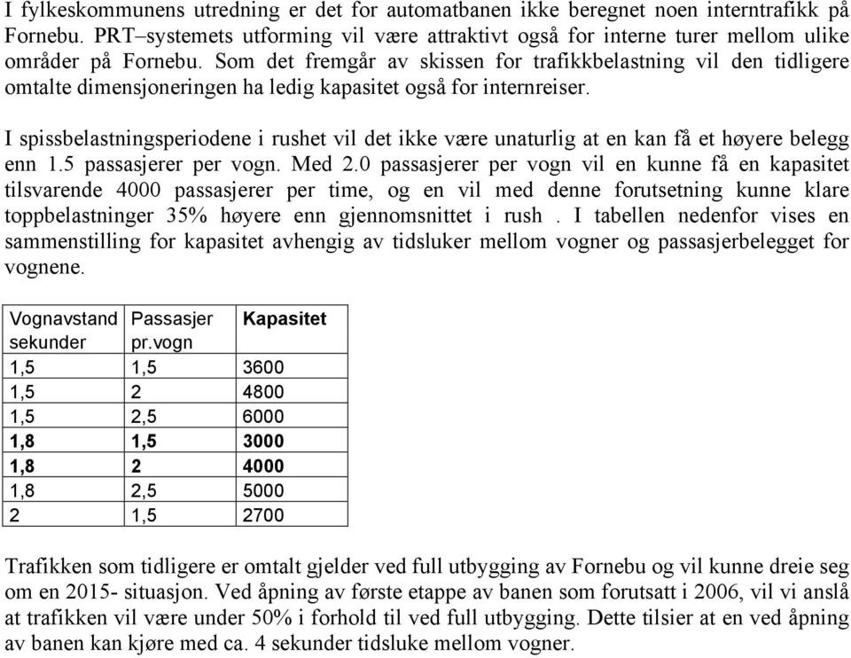 I spissbelastningsperiodene i rushet vil det ikke være unaturlig at en kan få et høyere belegg enn 1.5 passasjerer per vogn. Med 2.