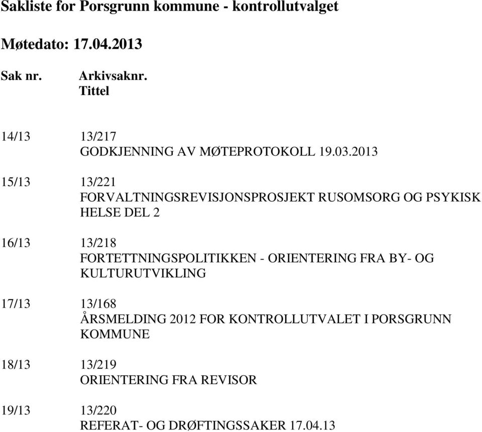 FORTETTNINGSPOLITIKKEN - ORIENTERING FRA BY- OG KULTURUTVIKLING 17/13 13/168 ÅRSMELDING 2012 FOR