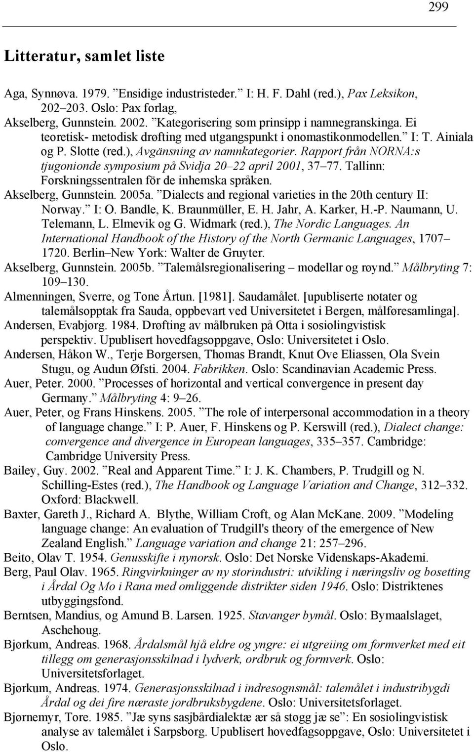 Rapport från NORNA:s tjugonionde symposium på Svidja 20 22 april 2001, 37 77. Tallinn: Forskningssentralen för de inhemska språken. Akselberg, Gunnstein. 2005a.