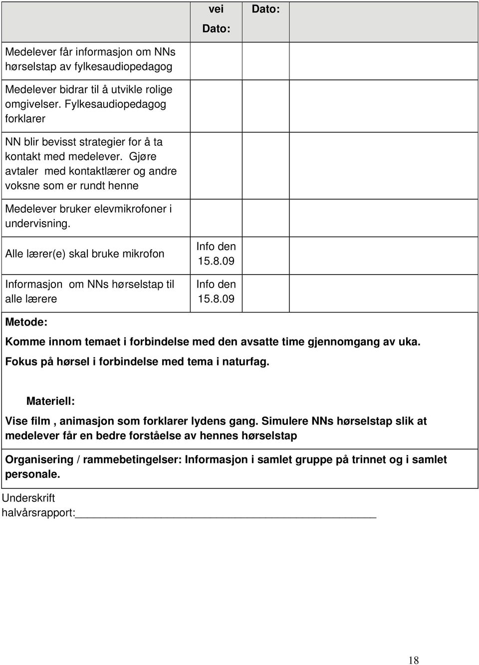 Gjøre avtaler med kontaktlærer og andre voksne som er rundt henne Medelever bruker elevmikrofoner i undervisning.