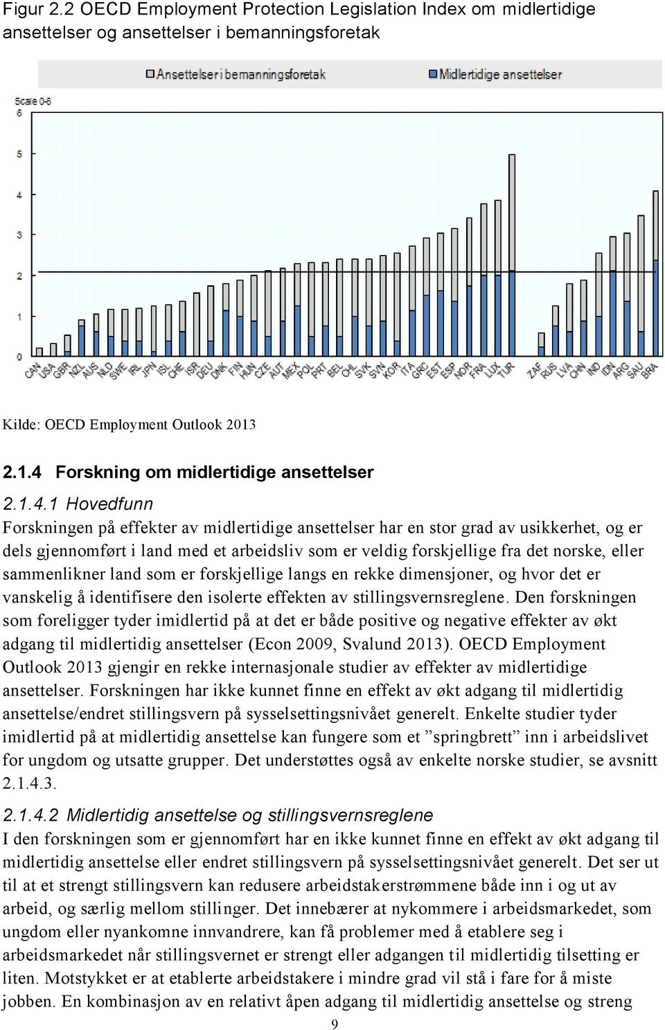 sammenlikner land som er forskjellige langs en rekke dimensjoner, og hvor det er vanskelig å identifisere den isolerte effekten av stillingsvernsreglene.