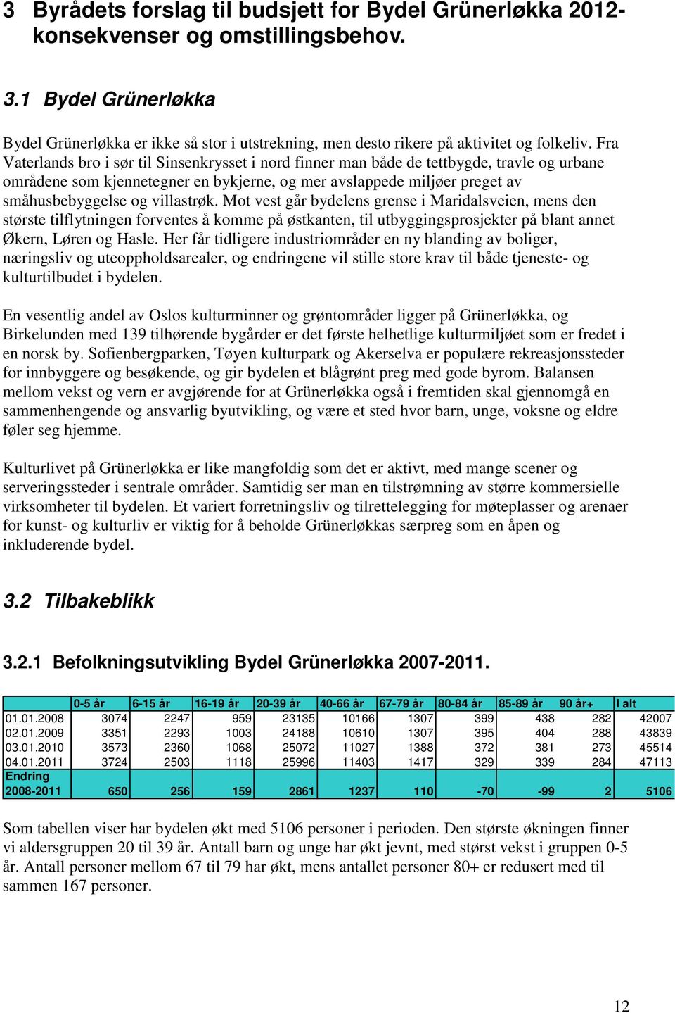 Fra Vaterlands bro i sør til Sinsenkrysset i nord finner man både de tettbygde, travle og urbane områdene som kjennetegner en bykjerne, og mer avslappede miljøer preget av småhusbebyggelse og