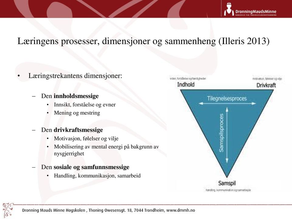 drivkraftsmessige Motivasjon, følelser og vilje Mobilisering av mental energi på