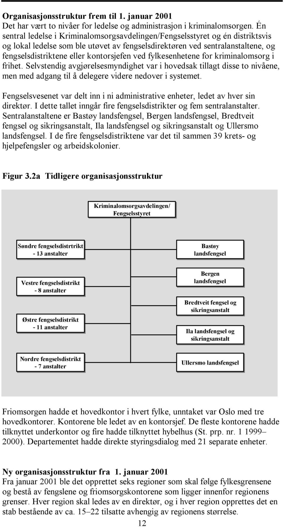 ved fylkesenhetene for kriminalomsorg i frihet. Selvstendig avgjørelsesmyndighet var i hovedsak tillagt disse to nivåene, men med adgang til å delegere videre nedover i systemet.