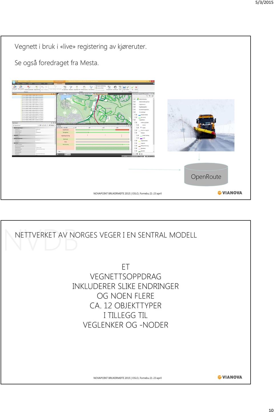 OpenRoute NVDB NETTVERKET AV NORGES VEGER I EN SENTRAL MODELL ET