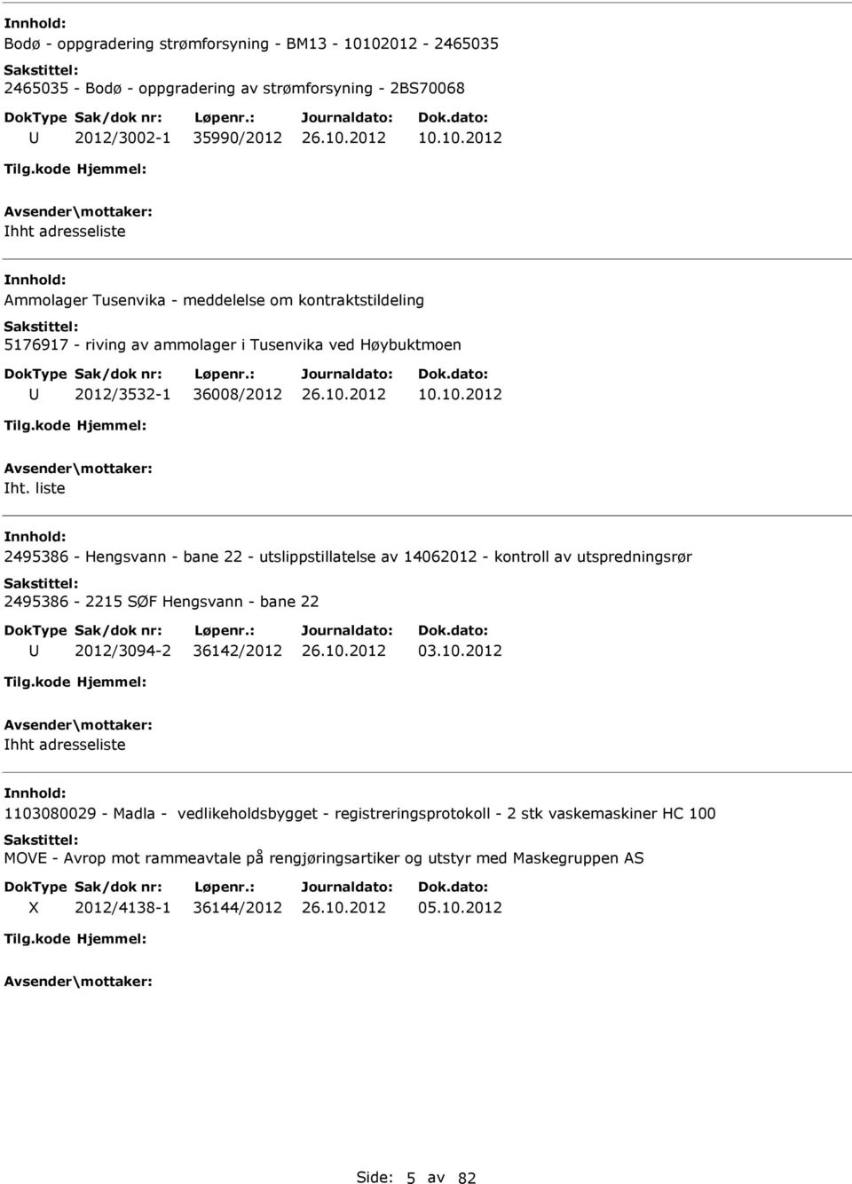 10.2012 hht adresseliste Ammolager Tusenvika - meddelelse om kontraktstildeling 5176917 - riving av ammolager i Tusenvika ved Høybuktmoen 2012/3532-1 36008/2012 10.10.2012 ht.