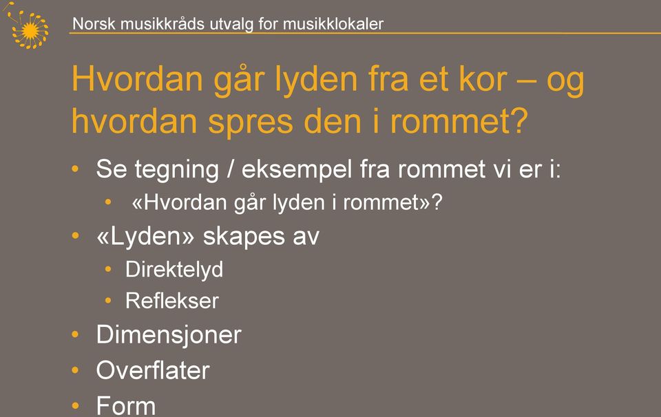 Se tegning / eksempel fra rommet vi er i: