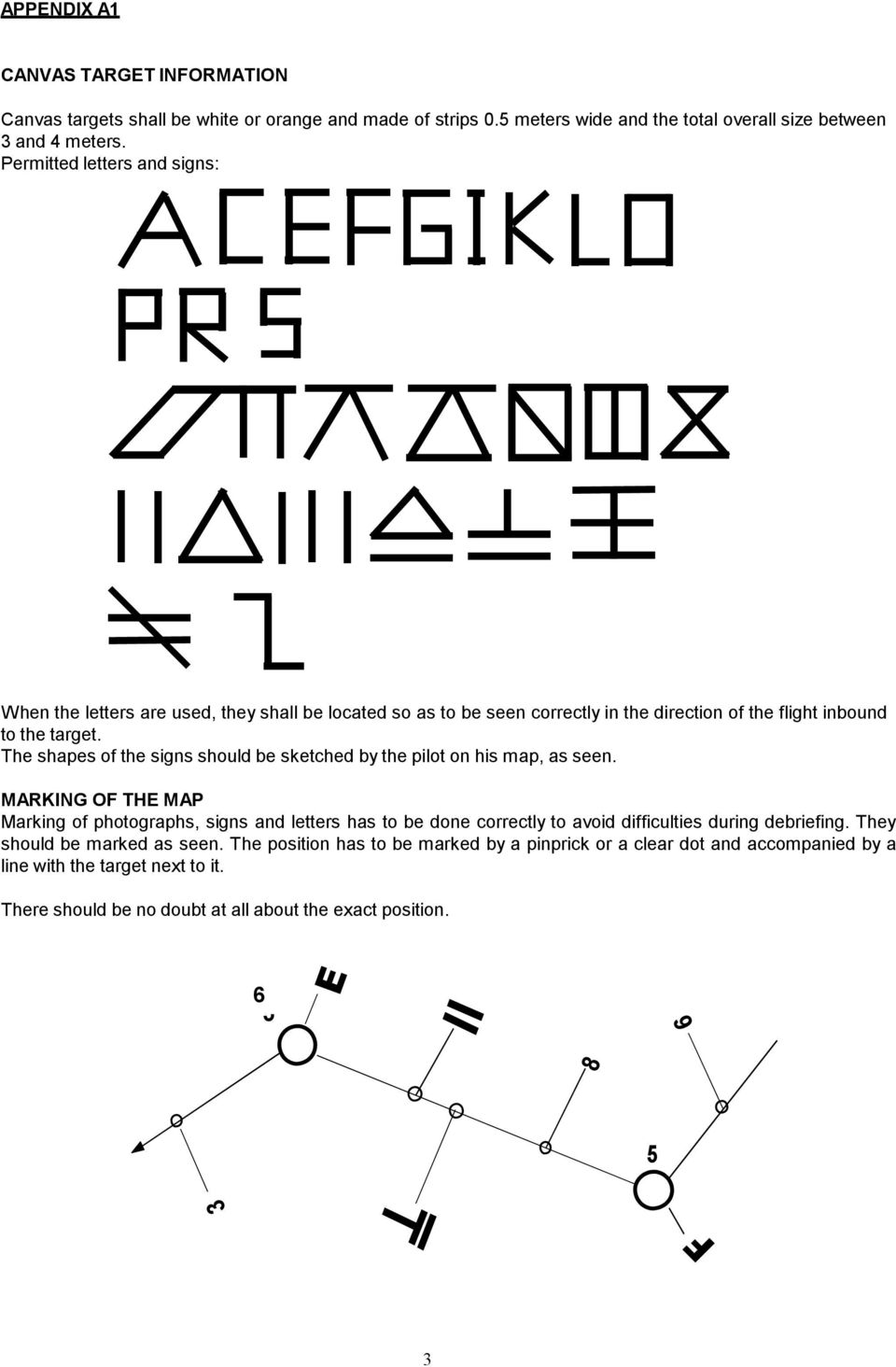 The shapes of the signs should be sketched by the pilot on his map, as seen.