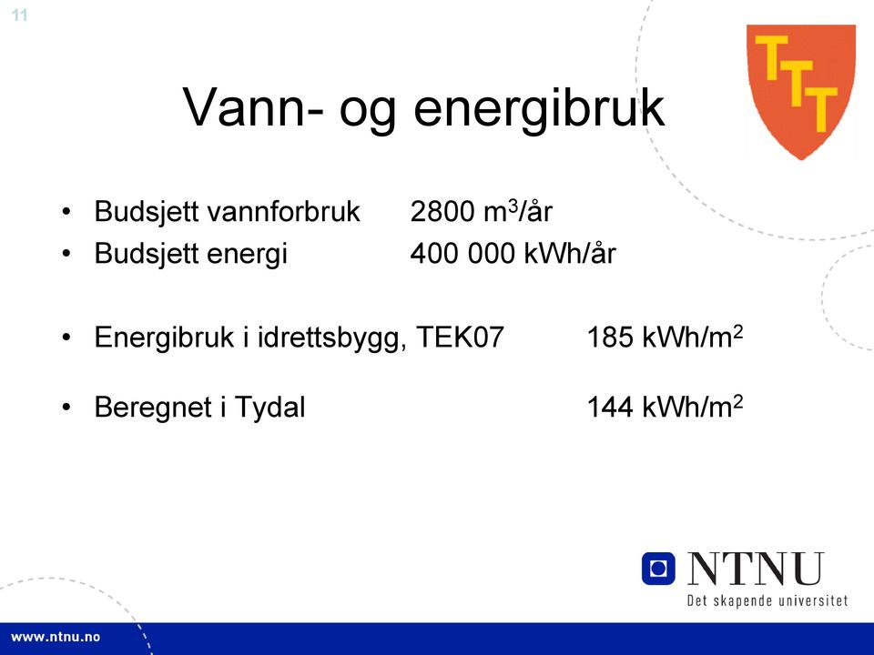 energi 400 000 kwh/år Energibruk i