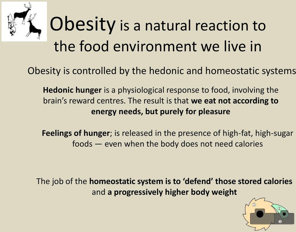 The result is that we eat not according to energy needs, but purely for pleasure Feelings of hunger; is released in the presence