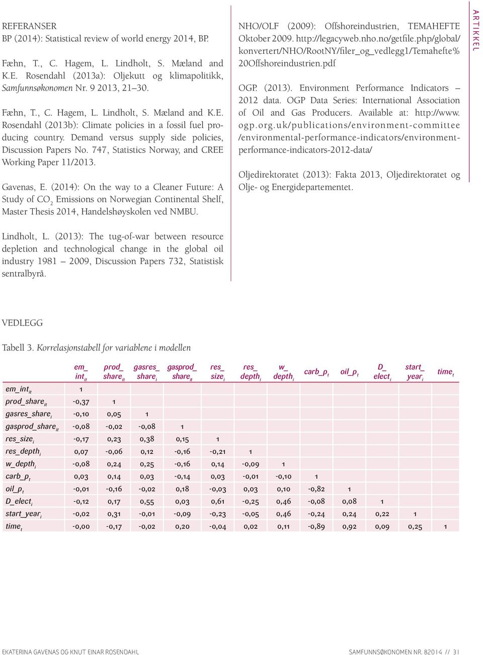 747, Statistics Norway, and CREE Working Paper 11/2013. Gavenas, E.