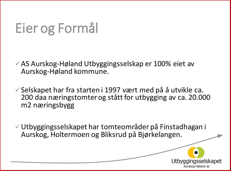 200 daa næringstomter og stått for utbygging av ca. 20.