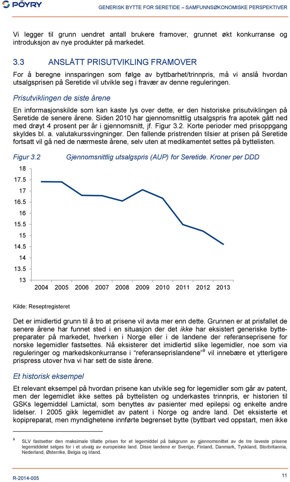 Prisutviklingen de siste årene En informasjonskilde som kan kaste lys over dette, er den historiske prisutviklingen på Seretide de senere årene.