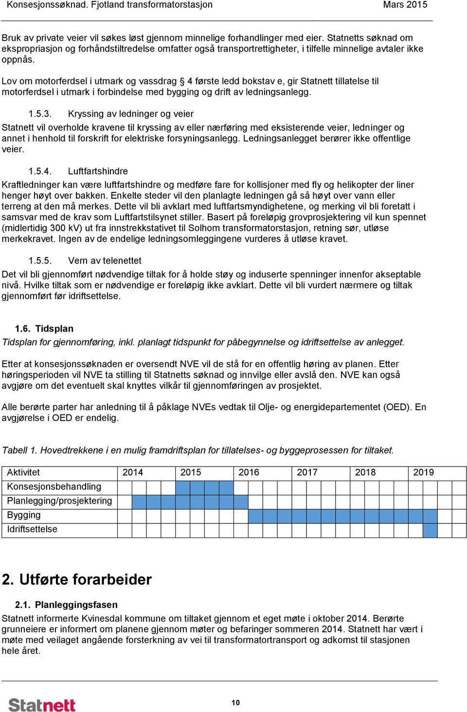 Lov om motorferdsel i utmark og vassdrag 4 første ledd bokstav e, gir Statnett tillatelse til motorferdsel i utmark i forbindelse med bygging og drift av ledningsanlegg. 1.5.3.