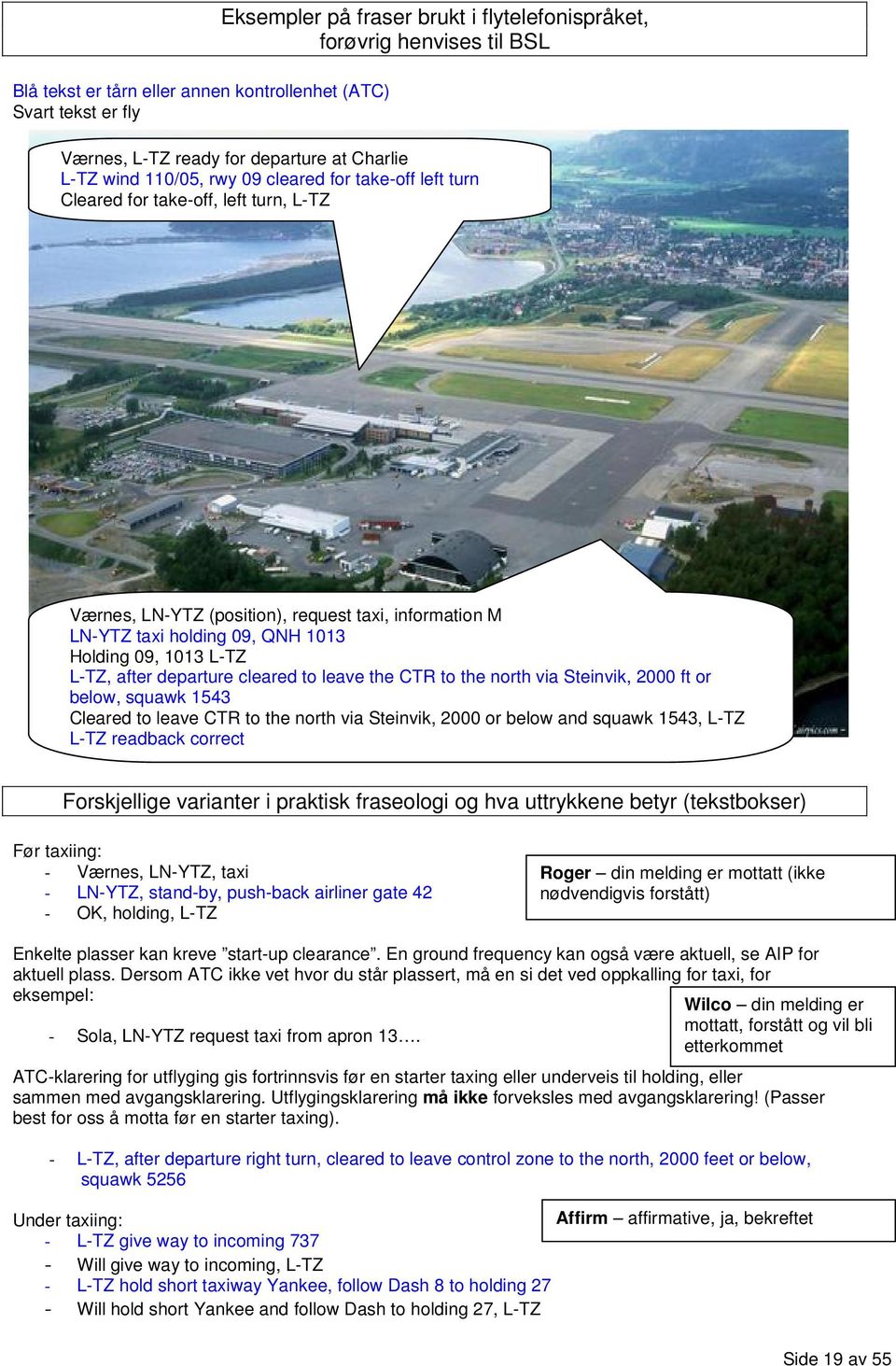 after departure cleared to leave the CTR to the north via Steinvik, 2000 ft or below, squawk 1543 Cleared to leave CTR to the north via Steinvik, 2000 or below and squawk 1543, L-TZ L-TZ readback