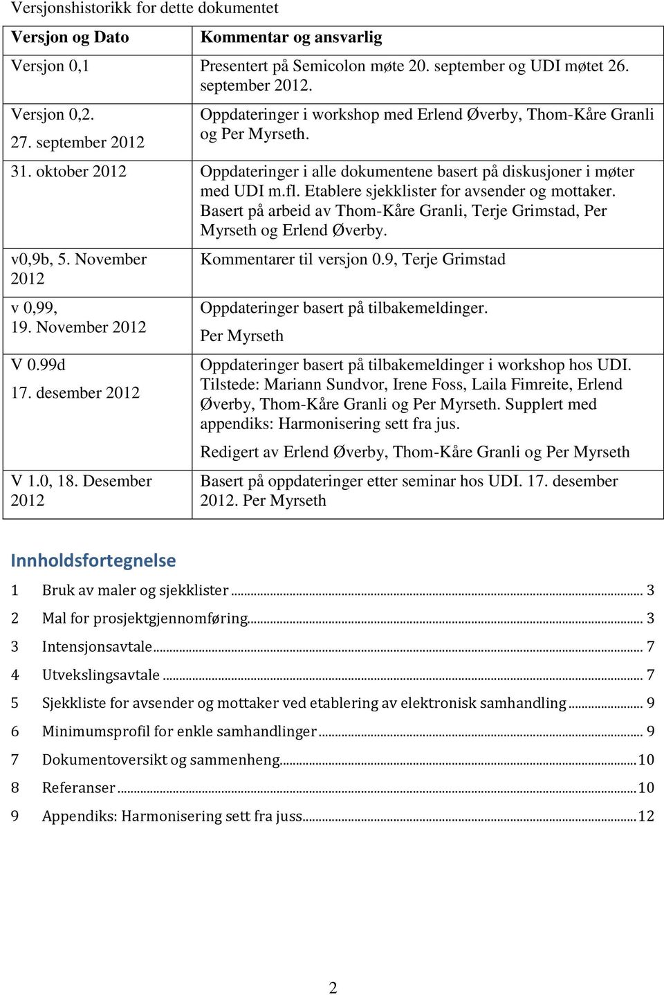 Etablere sjekklister for avsender og mottaker. Basert på arbeid av Thom-Kåre Granli, Terje Grimstad, Per Myrseth og Erlend Øverby. v0,9b, 5. November 2012 v 0,99, 19. November 2012 V 0.99d 17.