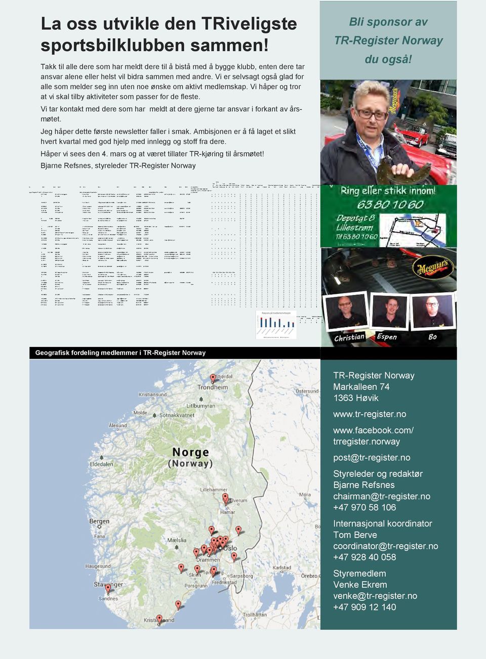 Bli sponsor av TR-Register Norway du også! Vi tar kontakt med dere som har meldt at dere gjerne tar ansvar i forkant av årsmøtet. Jeg håper dette første newsletter faller i smak.