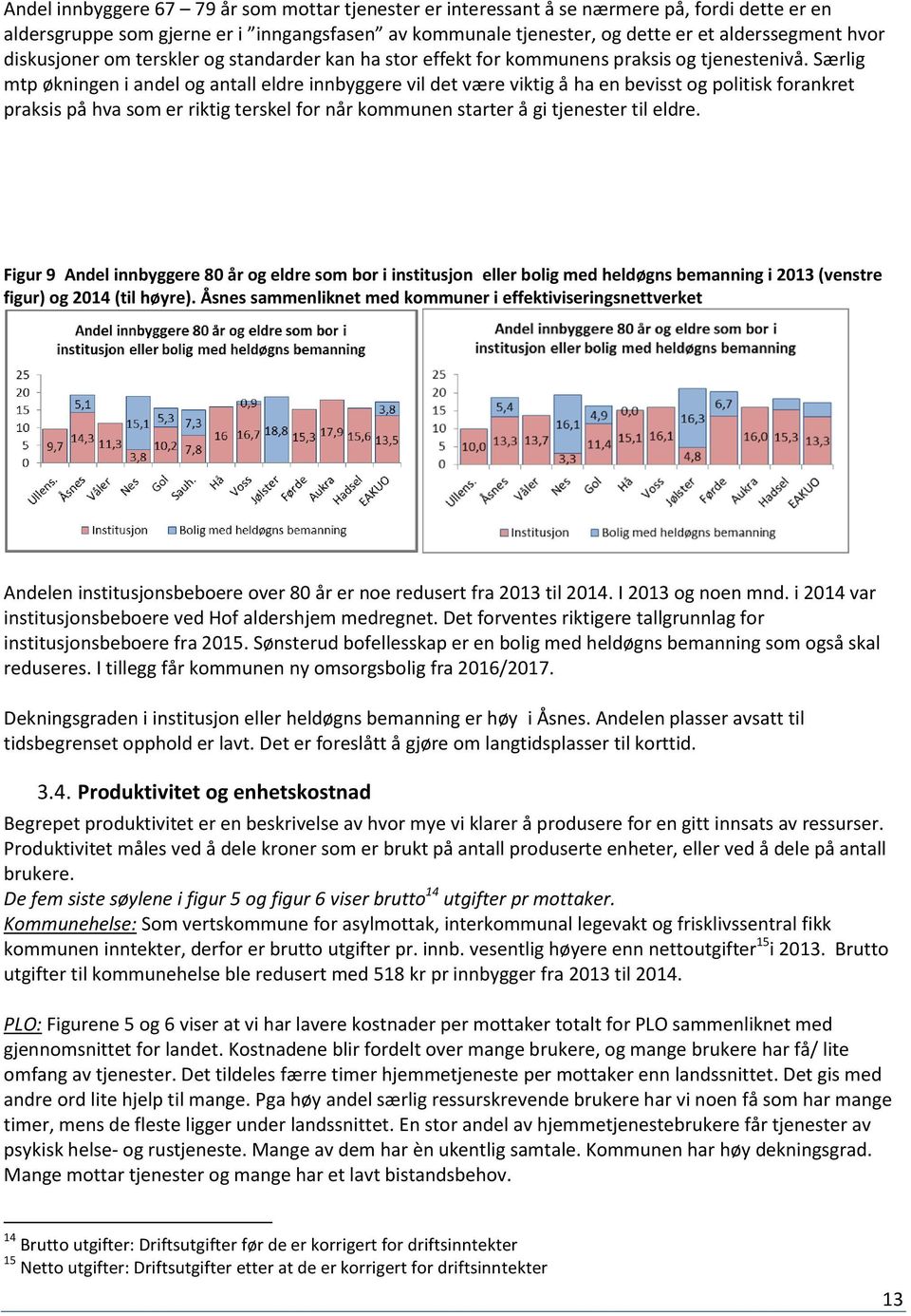 Særlig mtp økningen i andel og antall eldre innbyggere vil det være viktig å ha en bevisst og politisk forankret praksis på hva som er riktig terskel for når kommunen starter å gi tjenester til eldre.