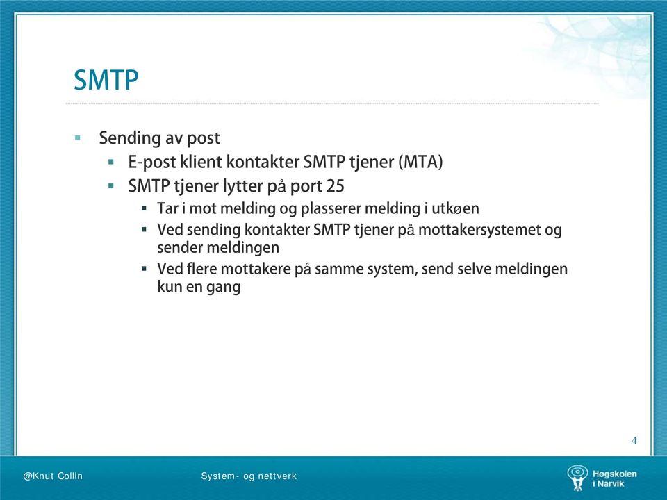 utkøen Ved sending kontakter SMTP tjener på mottakersystemet og sender