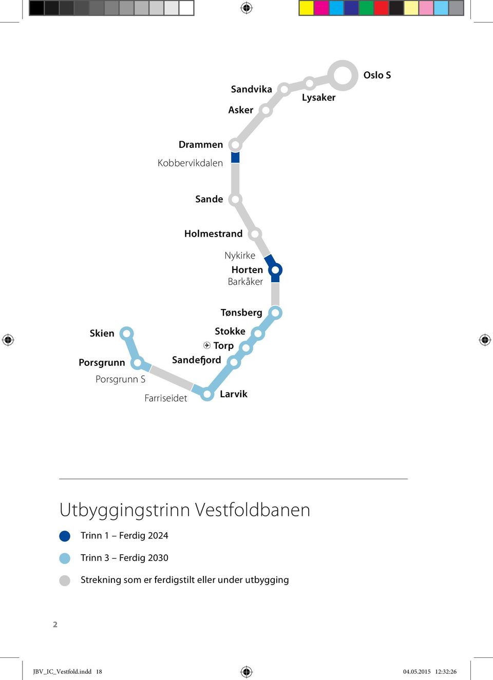 Farriseidet Larvik Utbyggingstrinn Vestfoldbanen Trinn 1 Ferdig 2024 Trinn 3 Ferdig