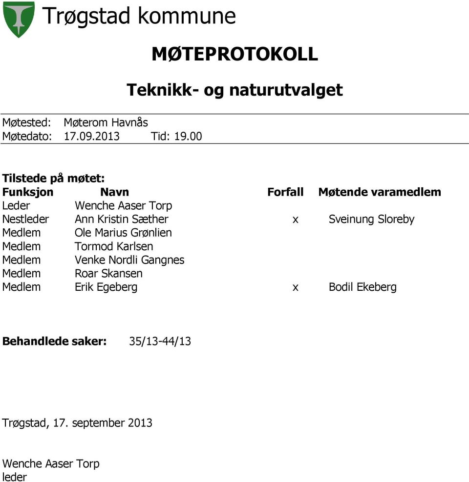 Wenche Aaser Torp Nestleder Ann Kristin Sæther x Sveinung Sloreby Medlem Ole Marius Grønlien Medlem Tormod