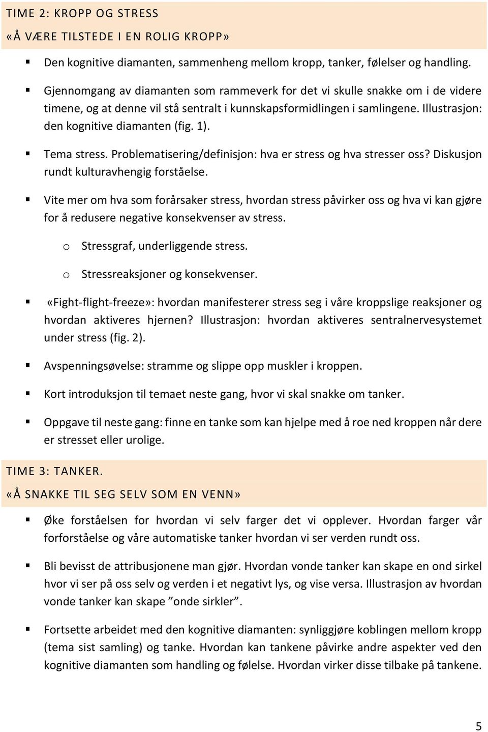 1). Tema stress. Problematisering/definisjon: hva er stress og hva stresser oss? Diskusjon rundt kulturavhengig forståelse.