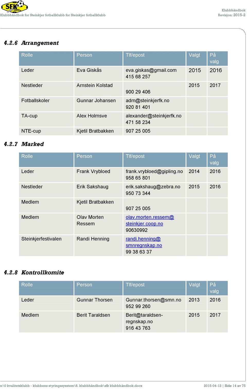 vrybloed@gipling.no 958 65 801 Nestleder Erik Sakshaug erik.sakshaug@zebra.no 950 73 344 Medlem Medlem Kjetil Bratbakken Olav Morten Ressem 907 25 005 olav.morten.ressem@ steinkjer.coop.