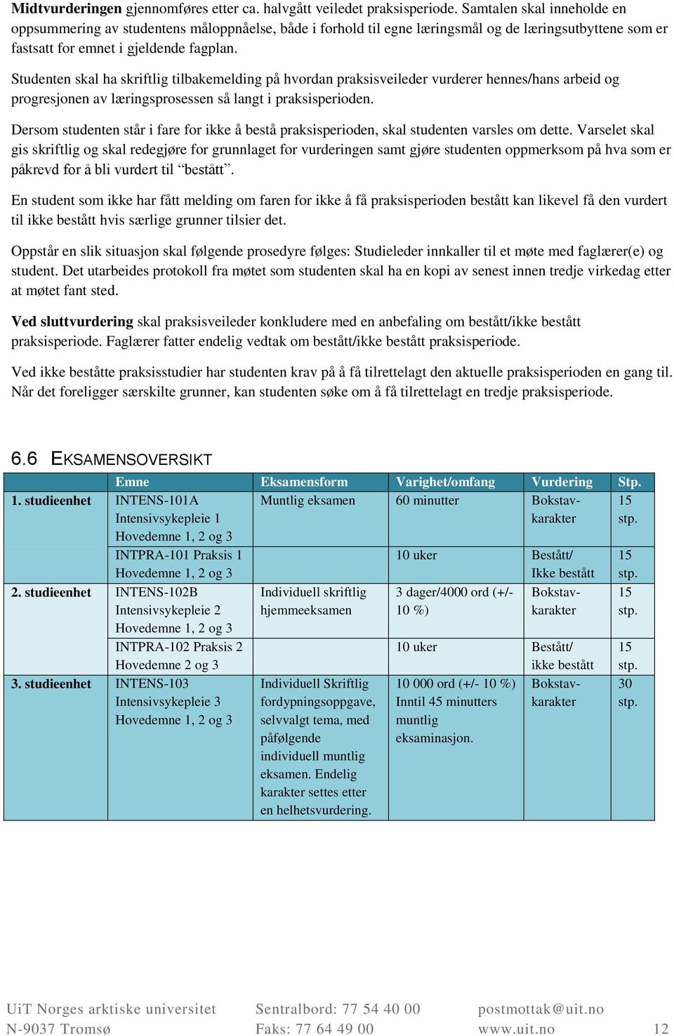 Studenten skal ha skriftlig tilbakemelding på hvordan praksisveileder vurderer hennes/hans arbeid og progresjonen av læringsprosessen så langt i praksisperioden.