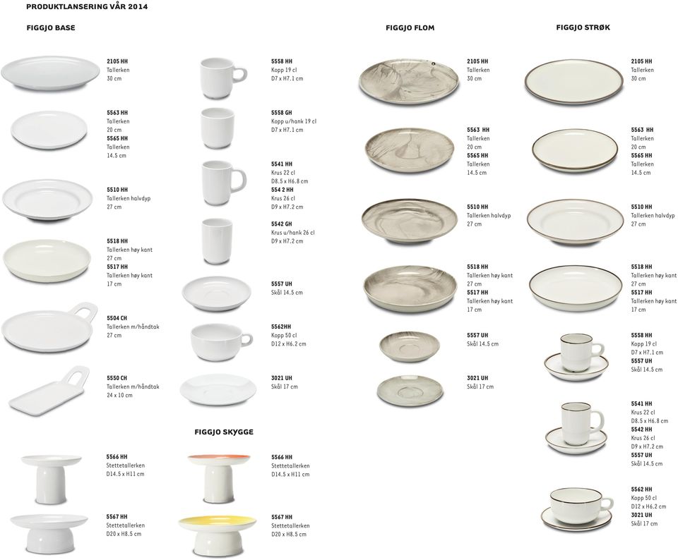 1 cm 5541 HH Krus 22 cl D8.5 x H6.8 cm 554 2 HH Krus 26 cl D9 x H7.2 cm 5542 GH Krus u/hank 26 cl D9 x H7.2 cm 5562HH Kopp 50 cl D12 x H6.2 cm Skål 5566 HH Stettetallerken D14.