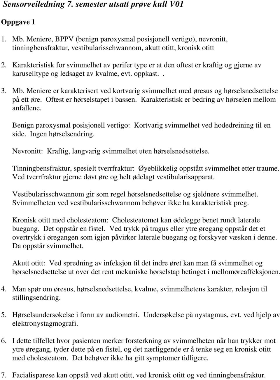 Karakteristisk for svimmelhet av perifer type er at den oftest er kraftig og gjerne av karuselltype og ledsaget av kvalme, evt. oppkast.. 3. Mb.