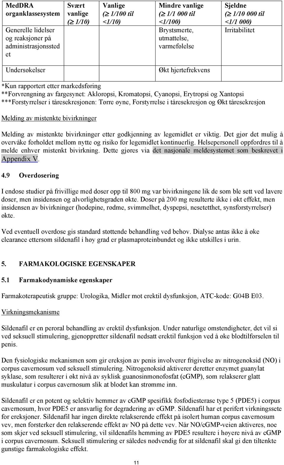 Erytropsi og Xantopsi ***Forstyrrelser i tåresekresjonen: Tørre øyne, Forstyrrelse i tåresekresjon og Økt tåresekresjon Melding av mistenkte bivirkninger Melding av mistenkte bivirkninger etter