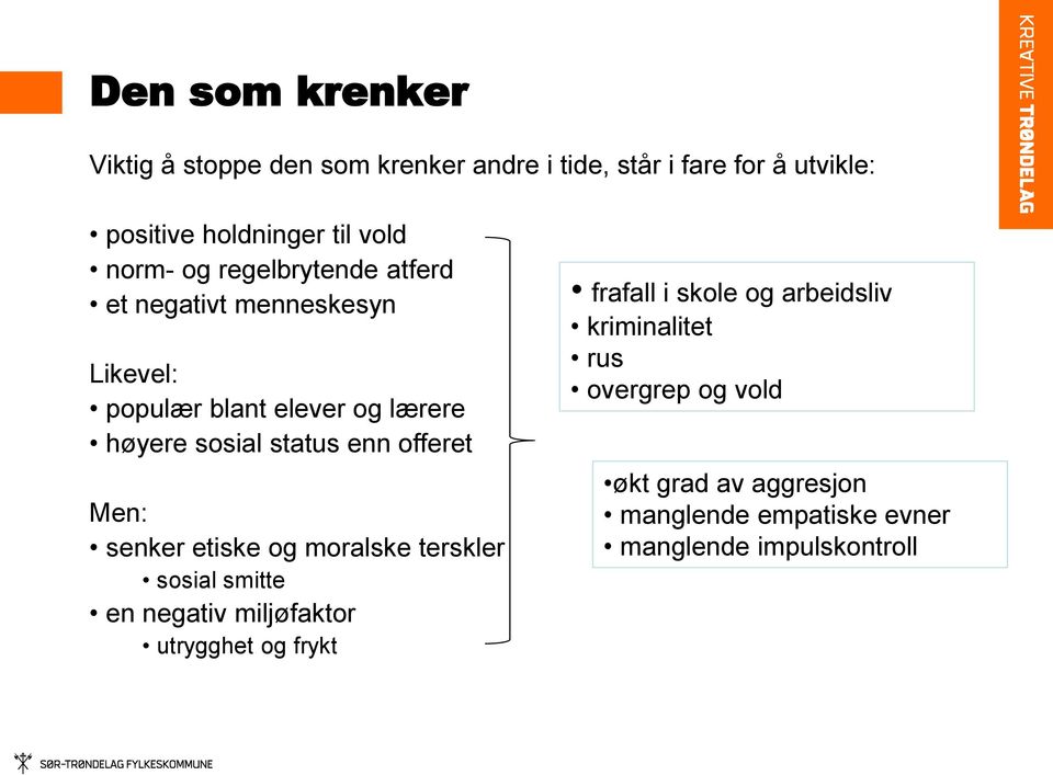 offeret Men: senker etiske og moralske terskler sosial smitte en negativ miljøfaktor utrygghet og frykt frafall i skole