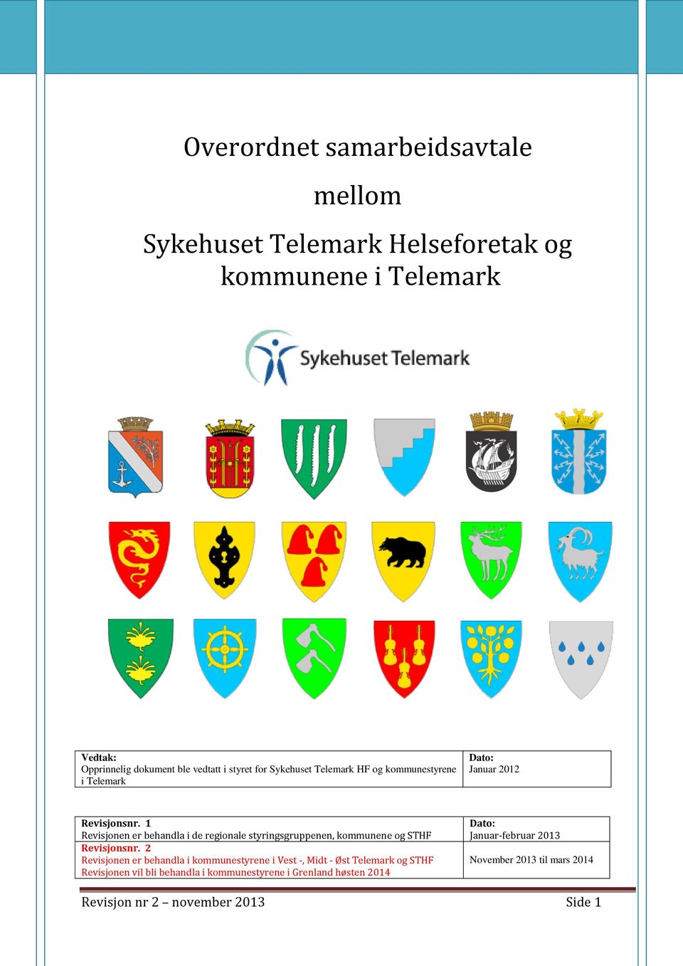 1 Revisjonen er behandla i de regionale styringsgruppenen, kommunene og STHF Revisjonsnr.