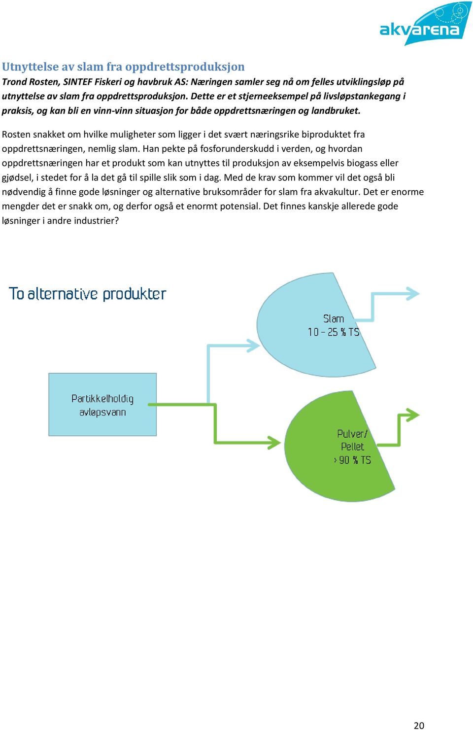 Rosten snakket om hvilke muligheter som ligger i det svært næringsrike biproduktet fra oppdrettsnæringen, nemlig slam.