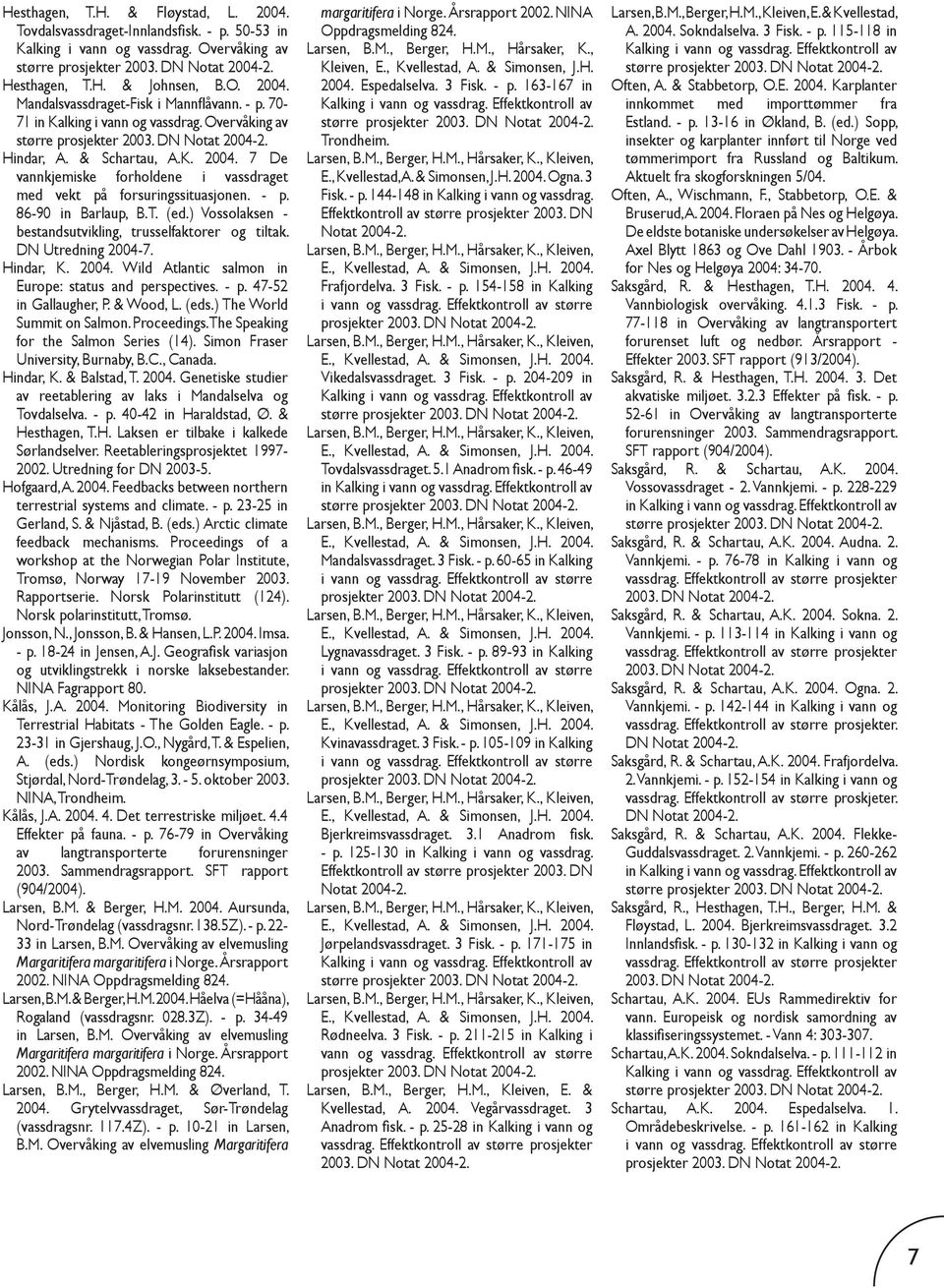 ) Vossolaksen - bestandsutvikling, trusselfaktorer og tiltak. DN Utredning 2004-7. Hindar, K. Wild Atlantic salmon in Europe: status and perspectives. - p. 47-52 in Gallaugher, P. & Wood, L. (eds.