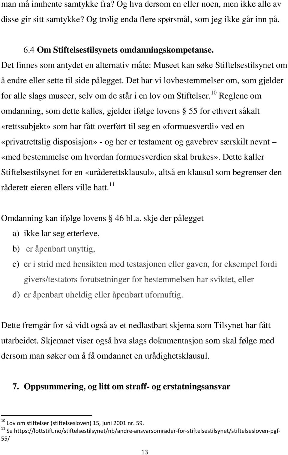 Det har vi lovbestemmelser om, som gjelder for alle slags museer, selv om de står i en lov om Stiftelser.