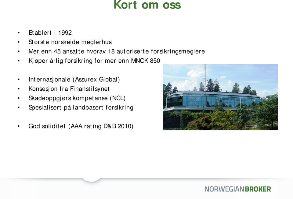 Internasjonale (Assurex Global) Konsesjon fra Finanstilsynet Skadeoppgjørs