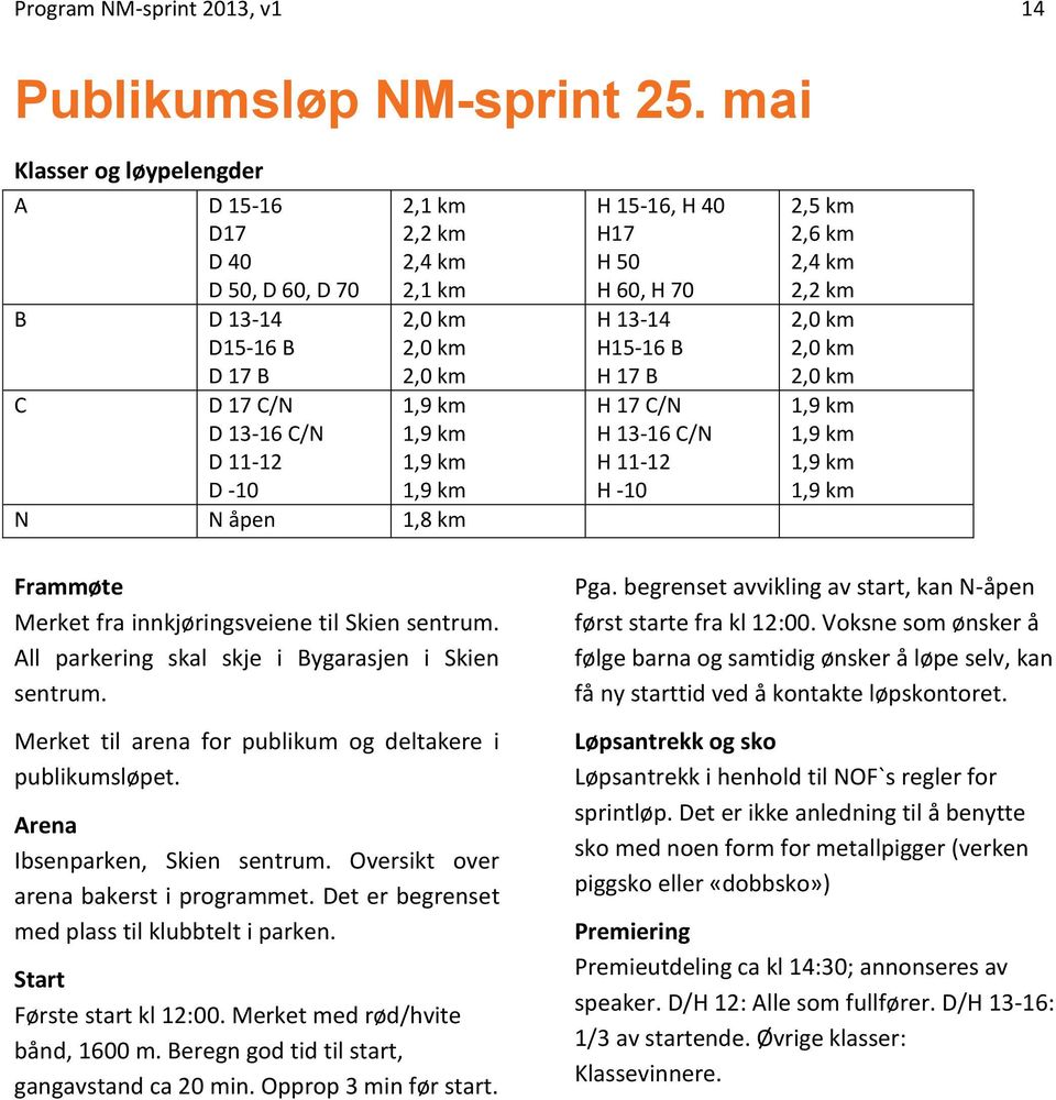 1,9 km N N åpen 1,8 km H 15-16, H 40 H17 H 50 H 60, H 70 H 13-14 H15-16 B H 17 B H 17 C/N H 13-16 C/N H 11-12 H -10 2,5 km 2,6 km 2,4 km 2,2 km 2,0 km 2,0 km 2,0 km 1,9 km 1,9 km 1,9 km 1,9 km