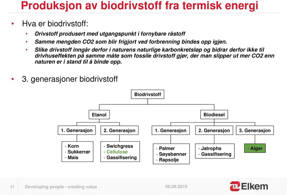 Slike drivstoff inngår derfor i naturens naturlige karbonkretsløp og bidrar derfor ikke til drivhuseffekten på samme måte som fossile drivstoff gjør, der man slipper ut