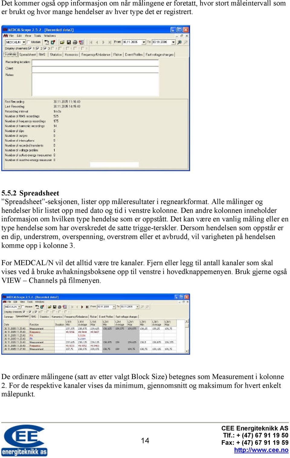 Den andre kolonnen inneholder informasjon om hvilken type hendelse som er oppstått. Det kan være en vanlig måling eller en type hendelse som har overskredet de satte trigge-terskler.