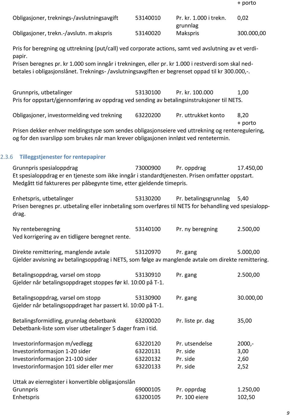 Treknings- /avslutningsavgiften er begrenset oppad til kr 300.000,-. Grunnpris, utbetalinger 53130100 Pr. kr. 100.