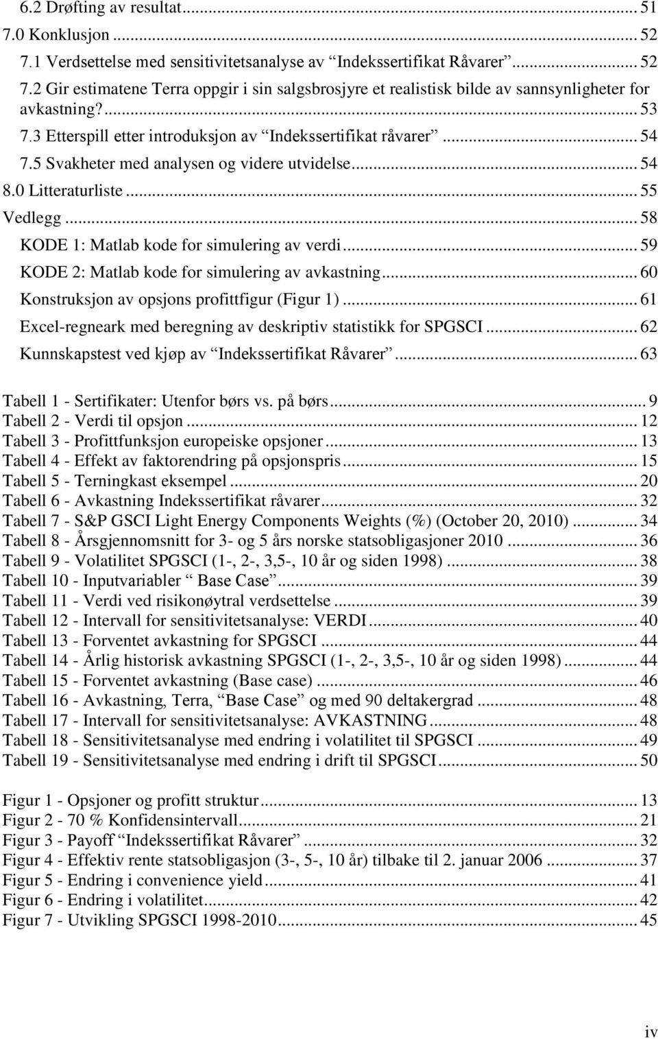 .. 58 KODE 1: Matlab kode for simulering av verdi... 59 KODE 2: Matlab kode for simulering av avkastning... 60 Konstruksjon av opsjons profittfigur (Figur 1).