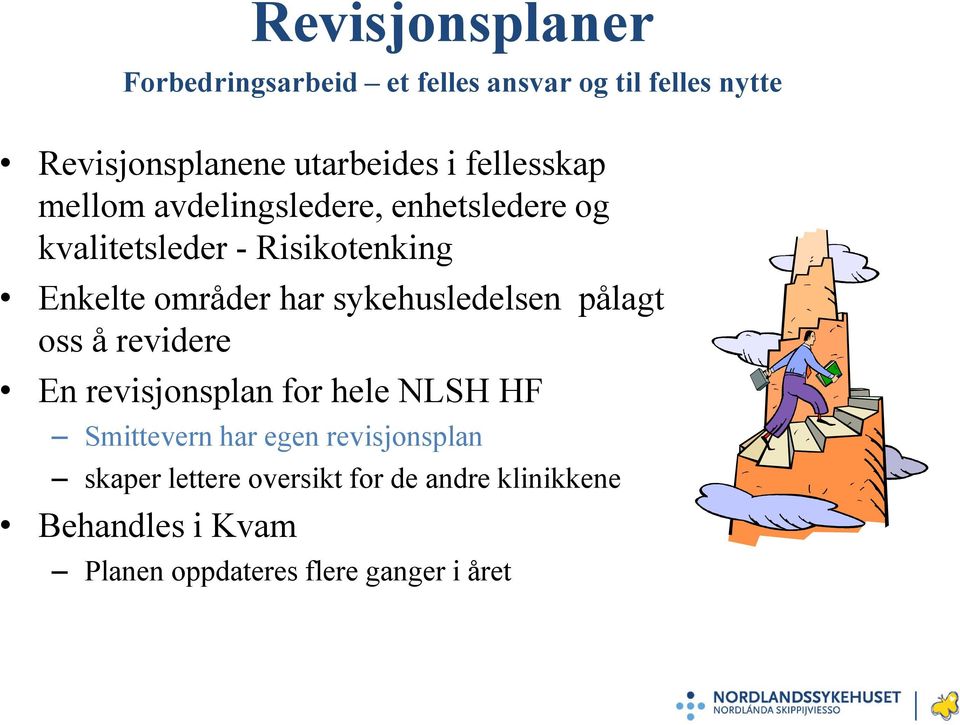 sykehusledelsen pålagt oss å revidere En revisjonsplan for hele NLSH HF Smittevern har egen